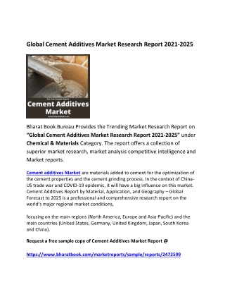 Global Cement Additives Market Research Report 2021-2025