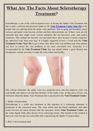 What Are The Facts About Sclerotherapy Treatment