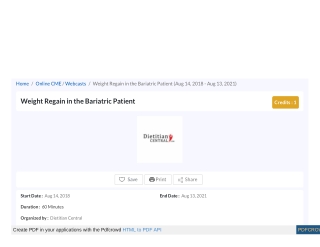 Weight Regain in the Bariatric Patient