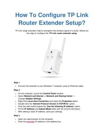 9 Easy Steps | How To Configure TP Link Router Extender Setup?