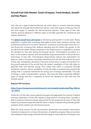 Aircraft Fuel Cells Market: Covid-19 Impact, Trend Analysis, Growth and Key Play