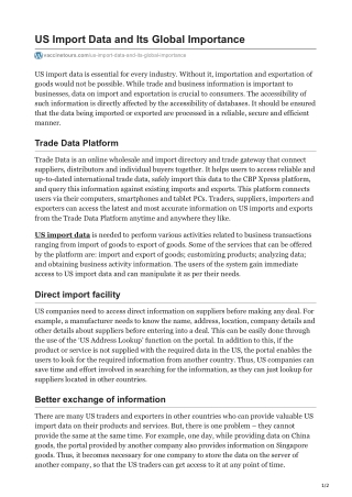 US Import Data and Its Global Importance