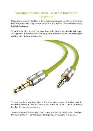 Variation Of Jack Jack To Cable Based On Structure