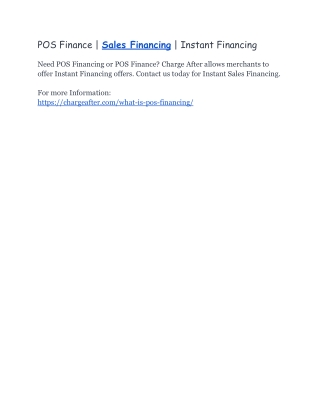 POS Finance | Sales Financing | Instant Financing