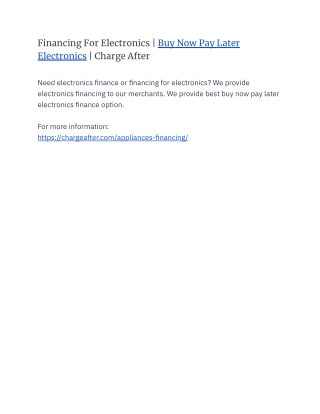 Financing For Electronics | Buy Now Pay Later Electronics | Charge After