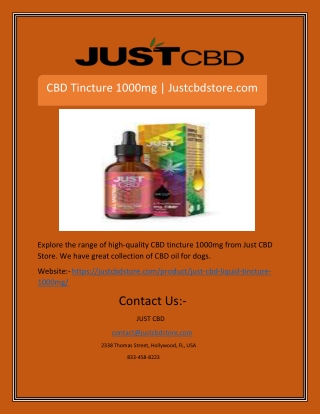 CBD Tincture 1000mg | Justcbdstore.com