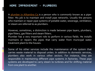 Home Improvement - Plumbers