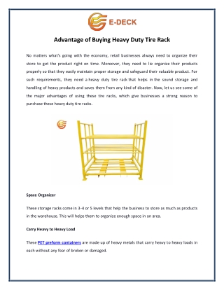 Advantage of Buying Heavy Duty Tire Rack