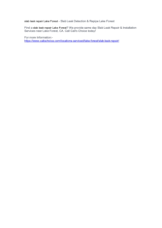 slab leak repair Lake Forest - Slab Leak Detection & Repipe Lake Forest