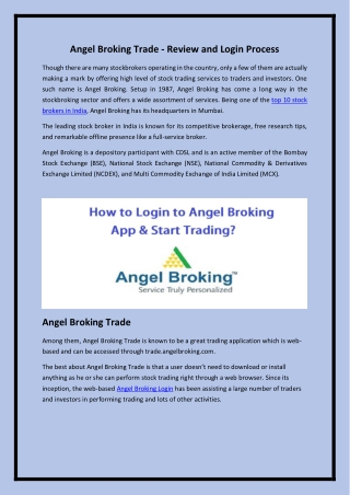Angel Broking Trade - Review and Login Process