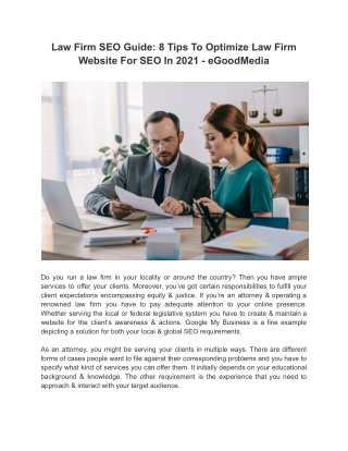 Law Firm SEO Guide: 8 Tips To Optimize Law Firm Website For SEO In 2021