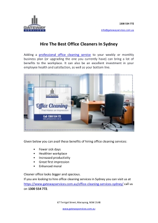 Hire The Best Office Cleaners In Sydney