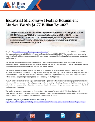 Industrial Microwave Heating Equipment Market Worth $1.77 Billion By 2027
