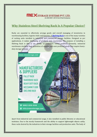 Why Stainless Steel Shelving Rack Is A Popular Choice