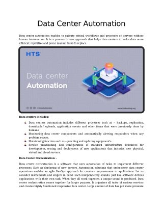 Data Center Automation