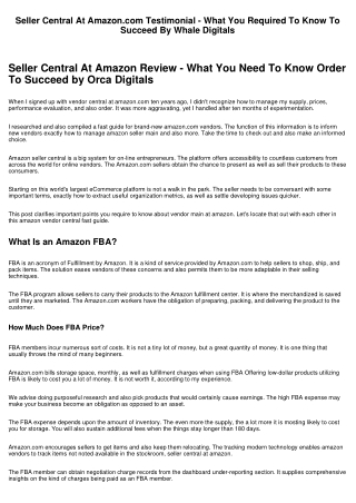 Vendor Central At Amazon.com Testimonial - What You Need To Know To Be Successful By Whale Digitals