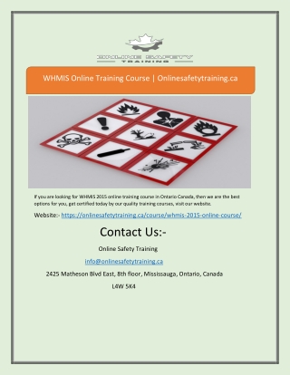 WHMIS 2015 Online Training | Onlinesafetytraining.ca