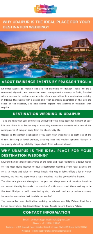 Why Udaipur is the Ideal Place For Your Destination Wedding?