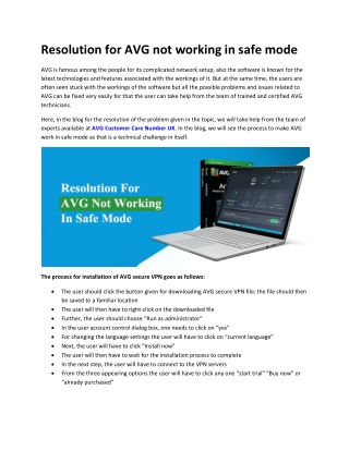 Resolution for AVG not working in safe mode