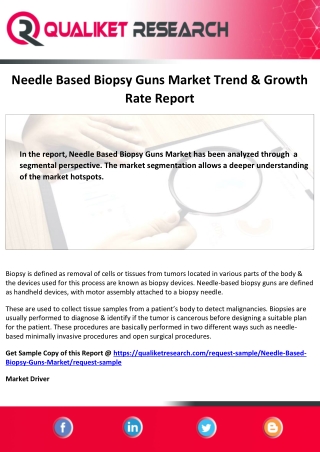 Global Needle Based Biopsy Guns Market Market Size, Share, Trend, Growth, Applic