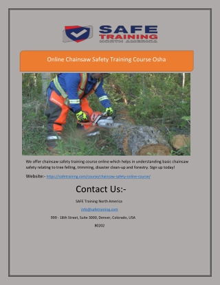 Online Chainsaw Safety Training Course Osha