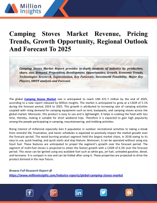 Camping Stoves Market 2025 Global Industry Trends, Growth, Share, Size