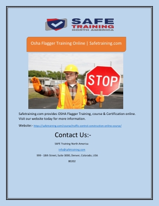 Osha Flagger Training Online | Safetraining.com