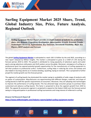 Surfing Equipment Market 2025 Global Size, Share, Trends, Type, Application