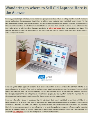 Wondering to where to Sell Old Laptops! Here is the Answer
