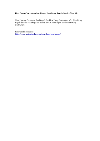 Heat Pump Contractors San Diego - Heat Pump Repair Service Near Me