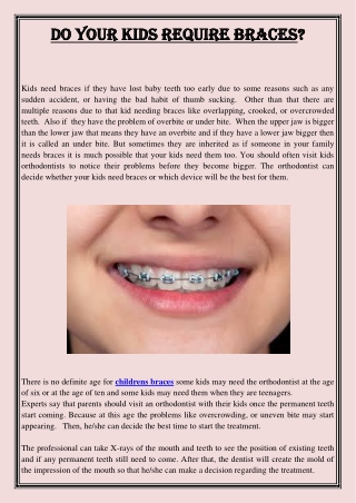 Do your kids require braces