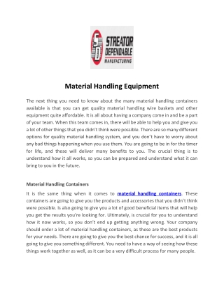 Material Handling Equipment