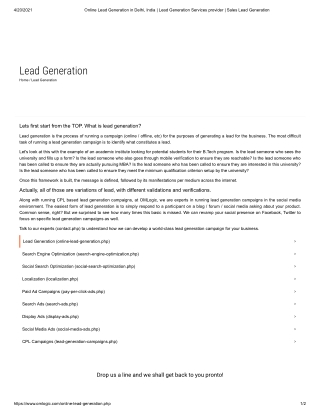 Lets first start from the TOP. What is lead generation?