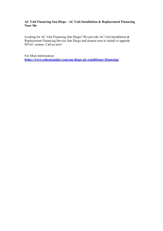 AC Unit Financing San Diego - AC Unit Installation & Replacement Financing Near
