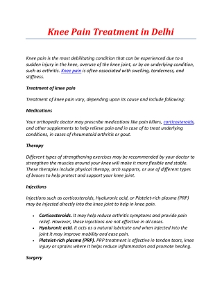 Knee pain treatment in Delhi