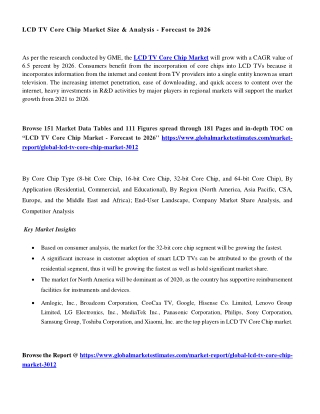 Global LCD TV Core Chip Market - Forecasts to 2026