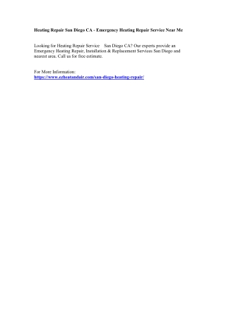 Heating Repair San Diego CA - Emergency Heating Repair Service Near Me