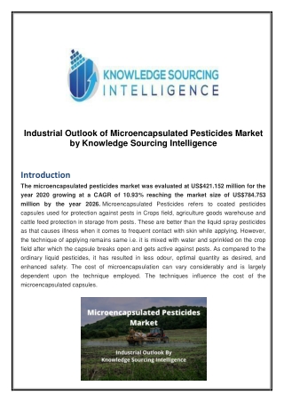 Industrial Outlook of Microencapsulated Pesticides Market