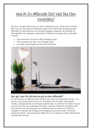 Vad Är En Affärsidé Och Vad Ska Den Innehålla
