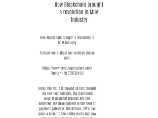 How Blockchain brought a revolution in MLM Industry