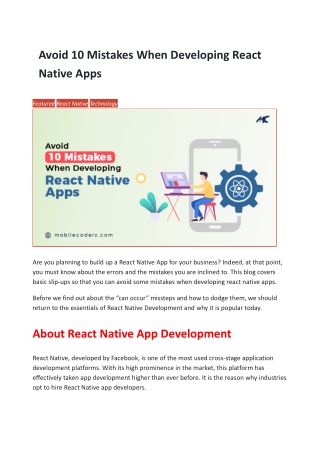 Avoid 10 Mistakes When Developing React Native Apps