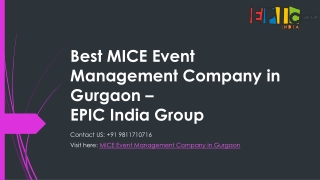 Best MICE Event Management Company - Epic India Group