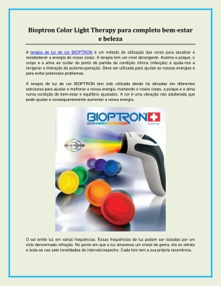 Bioptron Color Light Therapy para completo bem-estar e beleza