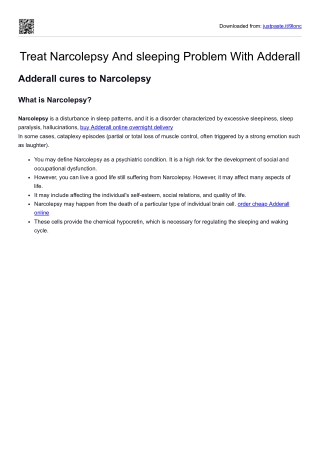 Treat Narcolepsy And sleeping Problem With Adderall