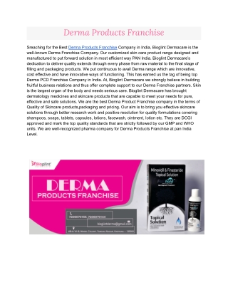 Derma Products Franchise