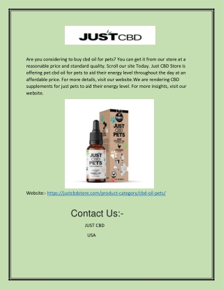 Pet CBD Oil | Justcbdstore.com