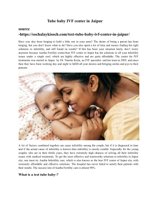 Test Tube baby IVF center in Jaipur.