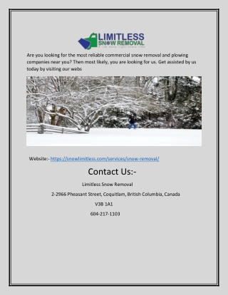 Commercial Snow Removal Services | Snowlimitless.com