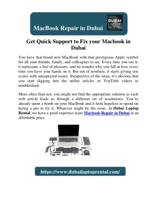 Get Quick Support to Fix your Macbook in Dubai