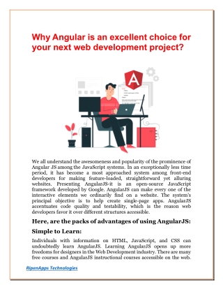 Why Angular is an excellent choice for your next web development project